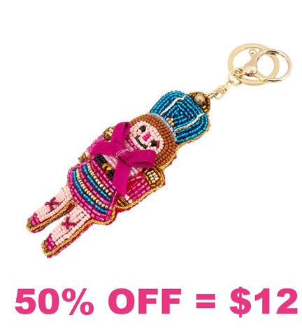 Beaded Nutcracker doll keychain