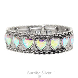 Silver & Bling AB heart stretch bracelet