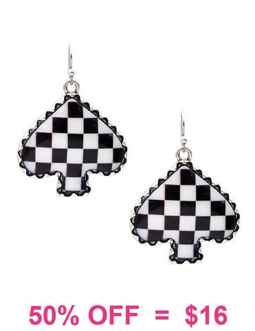 Checkered spade earrings