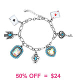 Bling, Turquoise, Silver Charm bracelet
