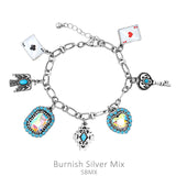 Bling, Turquoise, Silver Charm bracelet