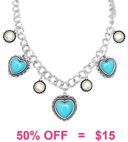 Turquoise heart charm necklace