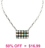 Bling Rectangle bar silver necklace