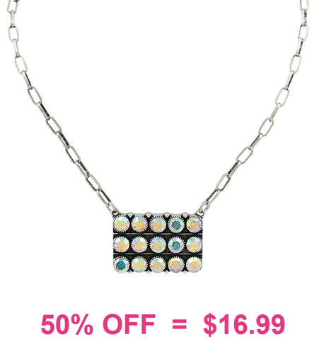 Bling Rectangle bar silver necklace