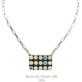 Bling Rectangle bar silver necklace