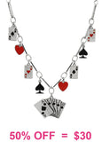 Royal flush charm necklace