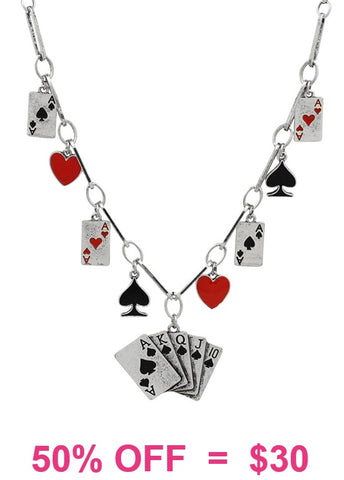 Royal flush charm necklace
