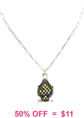 Checkered spade necklace