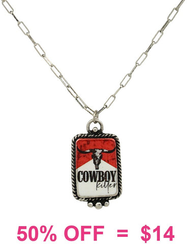 Cowboy steer pendant necklace