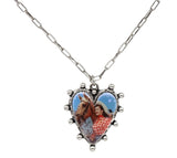 Blue Western Cowgirl heart necklace