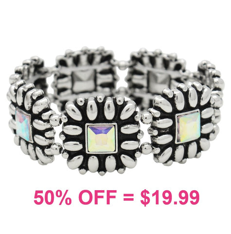 Western Flower Concho with Bling Stretch Bracelet