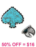Turquoise spade shaped cuff ring