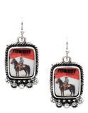 Cowboy earrings with silver border