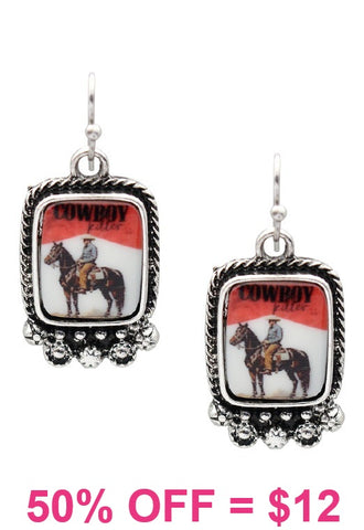 Cowboy earrings with silver border