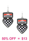 Cowboy Checkered heart earrings