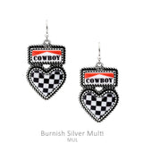 Cowboy Checkered heart earrings