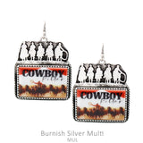 Cowboy photo pendant earrings