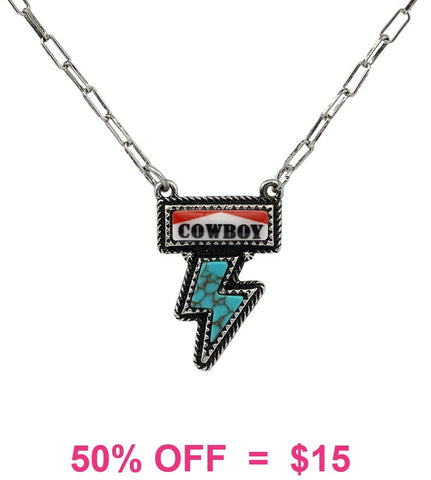 Cowboy Turquoise bolt necklace