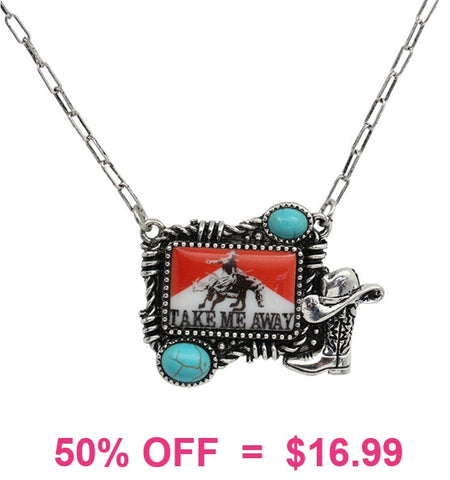 Cowboy 'Take Me Away' pendant necklace