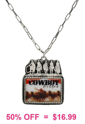 Cowboy photo pendant necklace