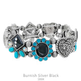 Dice, Turquoise concho, Heart stretch bracelet