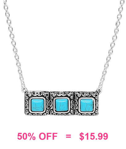 Triple Turquoise stone necklace