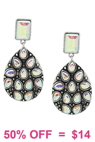 Western Teardrop w/Glass Stone Earring