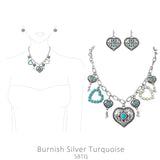 Turquoise, Heart, Keys charm necklace