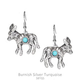 Silver Donkey earrings with turquoise stone