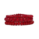 Red Crystal Stretch Bracelets - 3 pc set