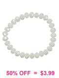 White Crystal Beaded Stretch Bracelet
