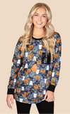 Halloween long sleeve top w/ sequin pocket