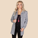S,2X,3X : Black & White houndstooth shacket coat