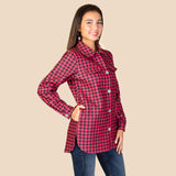 L,XL, 2X,3X : Pink houndstooth shacket coat