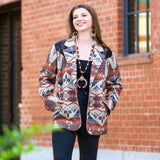 3X : Brown Tribal Jacket with black sequins