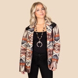 L,2X,3X : Brown Tribal jacket with sequins
