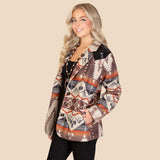 L,2X,3X : Brown Tribal jacket with sequins