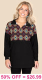 Half zip pullover Tribal designs