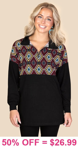 Half zip pullover Tribal designs