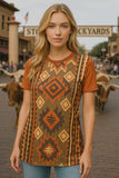Rust Tribal print short sleeve top