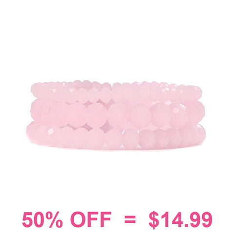 Light Baby Pink Crystal 3 pc. Bracelet Set