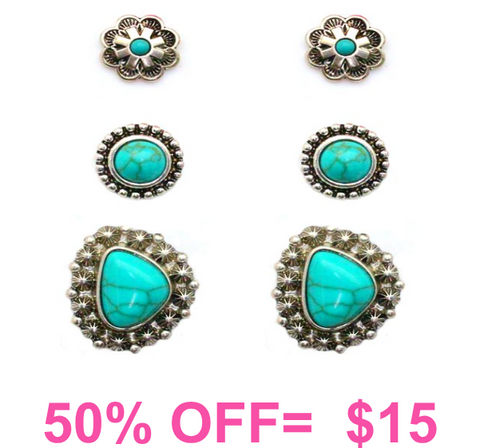 Three Pair Western Set Earring