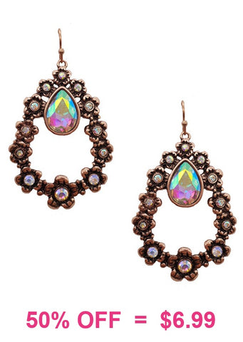 Copper Teardrop Bling Earrings