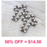Western Bling Dangle Cross Earring