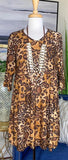 small : Tan & Brown Leopard Flutter Tunic