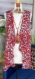 Red, Maroon & White Leopard Vest