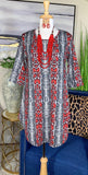 M, L, 2X  : Grey & Red Snake SCOOP Tunic