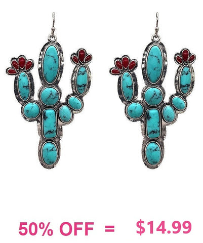 Turquoise Cactus stone Earrings