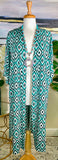 Turquoise Mauve,  Black & White Tribal Duster Kimono