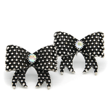 Burnished Silver dotted bow earrings with bling center